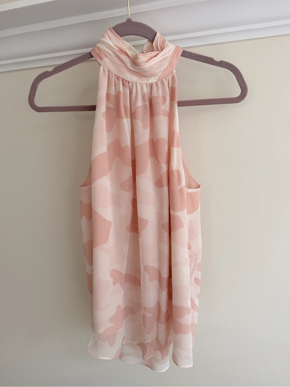 Joie EROLA B Pink Sky Camo Silk Sleeveless High Neck Halter Top Sz XS